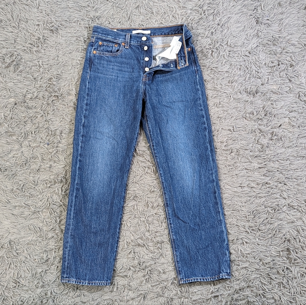 Levi's Jeans Women's 26 Dark Wash Wedgie Straight Ankle Button Fly Denim